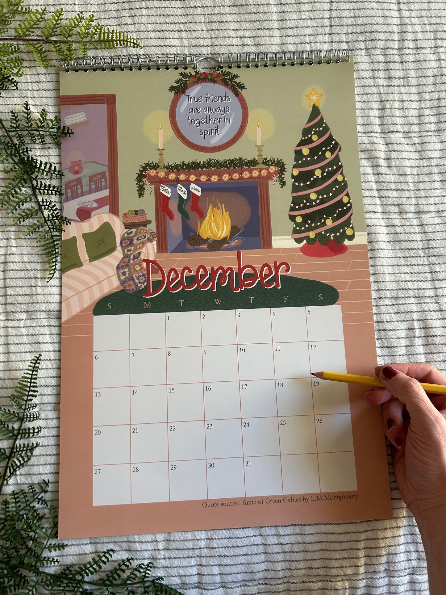 2026 Anne of Green Gables Wall calendar / Literary Quote Calendar with Gouache Illustrations | Classic Book Art Gift for Readers