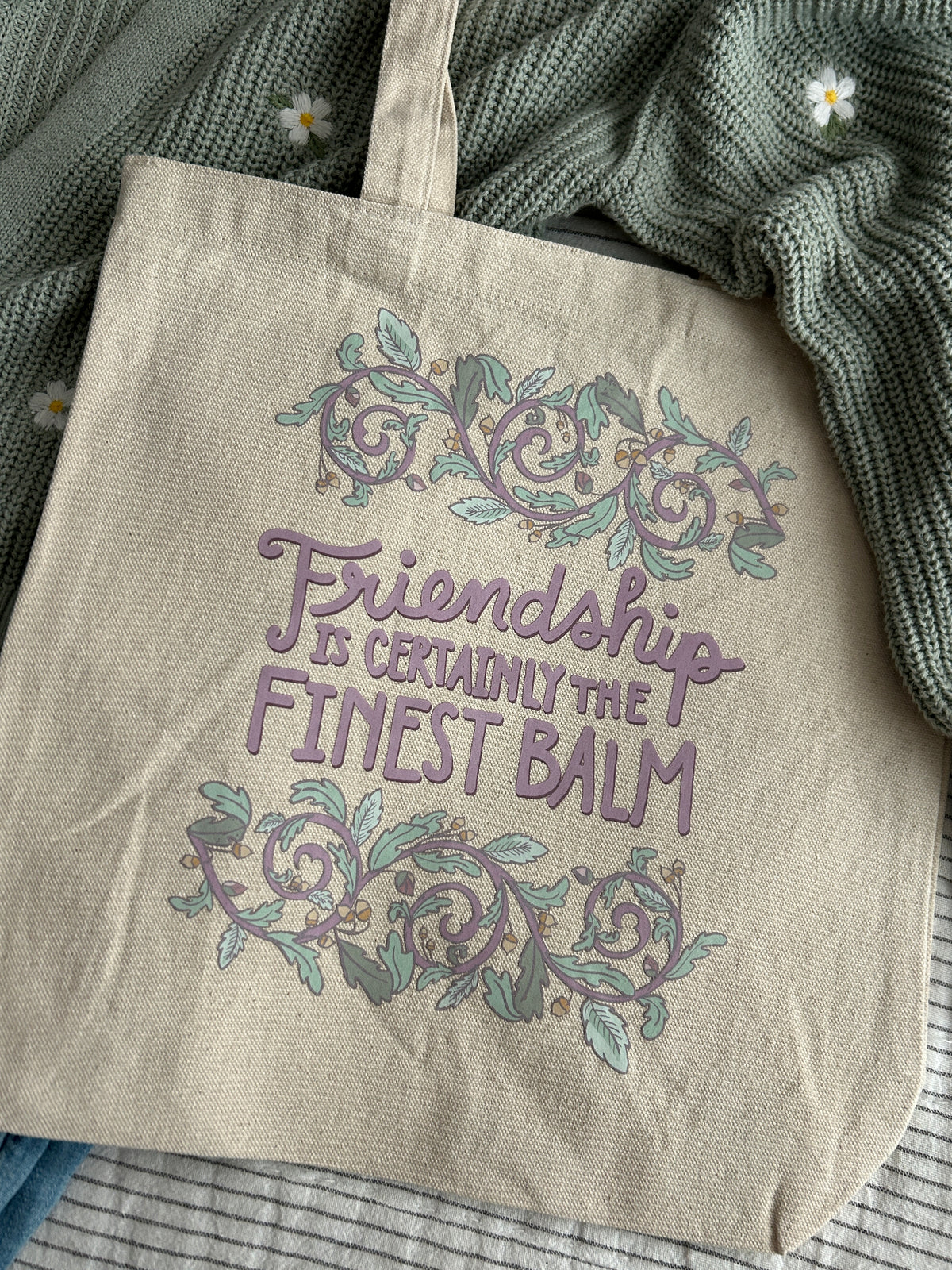 Jane Austen Canvas Tote / “Friendship is Certainly the Finest Balm” book bag