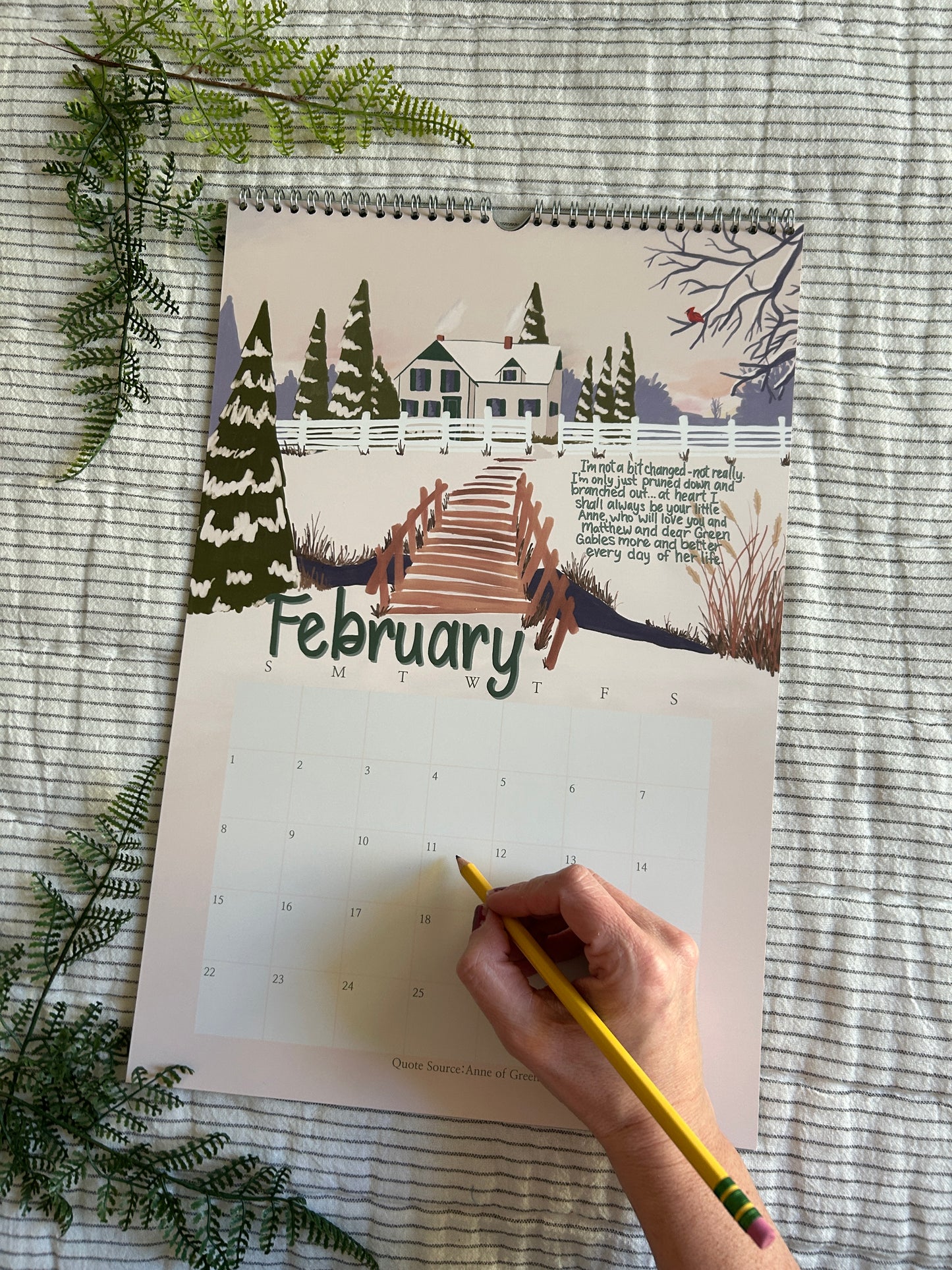 2026 Anne of Green Gables Wall calendar / Literary Quote Calendar with Gouache Illustrations | Classic Book Art Gift for Readers