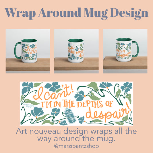 Anne of Green Gables Depths of Despair Mug – 15 oz Literary Coffee Mug with Green Handle, Anne Shirley Gift, Book Lover Mug