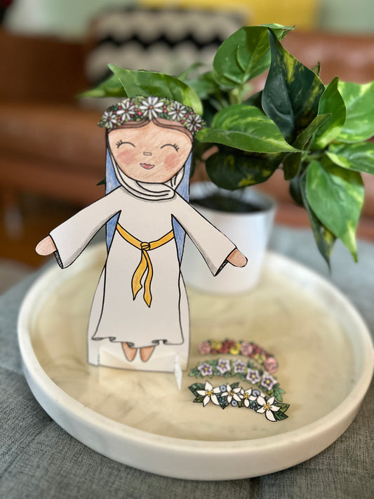 May Crowning Mother Mary Paper Doll Cut and Color Digital Download