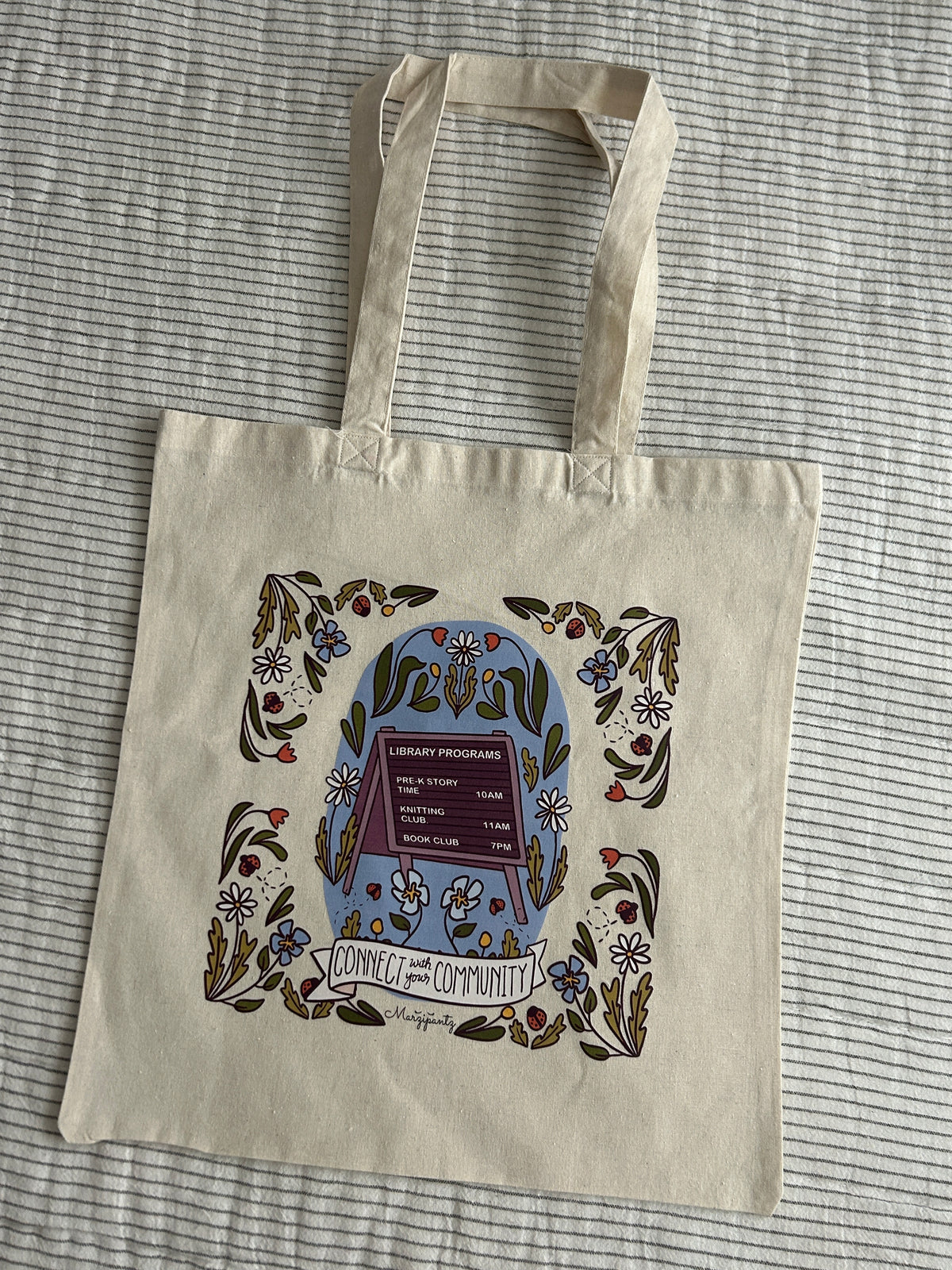 Connect with your Local Community / Library lover’s Canvas tote Bag / book bag