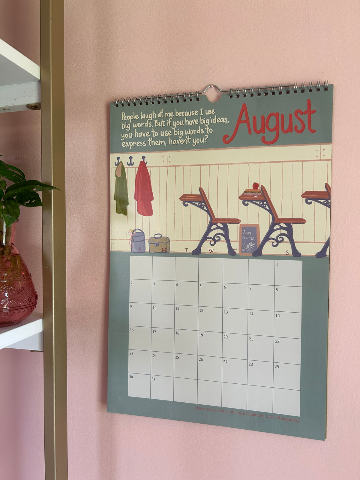 Anne of Green Gables ACADEMIC Wall Calendar / 2026-2027 / Literary Quotes and Gouache Illustrations