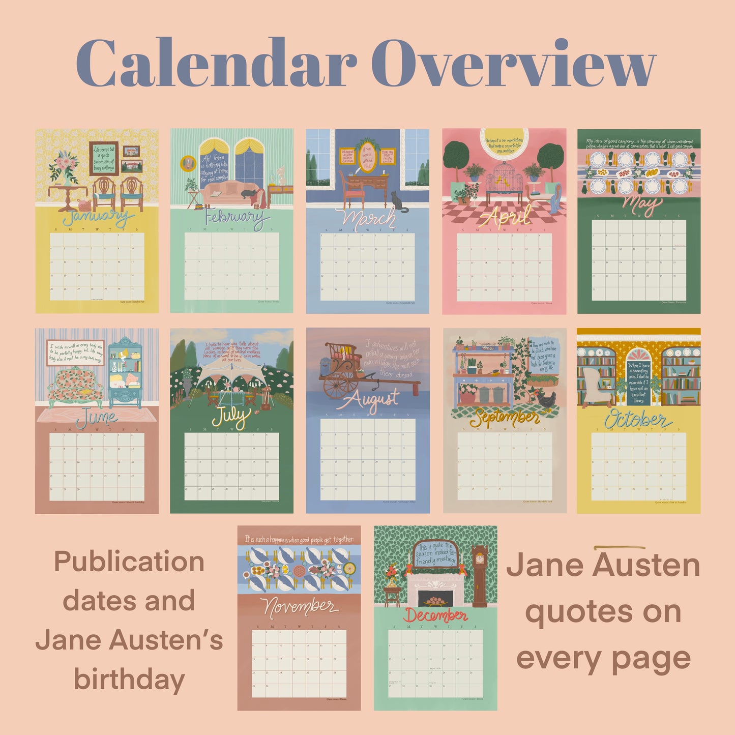 At Home With Jane Austen 2026 Wall Calendar
