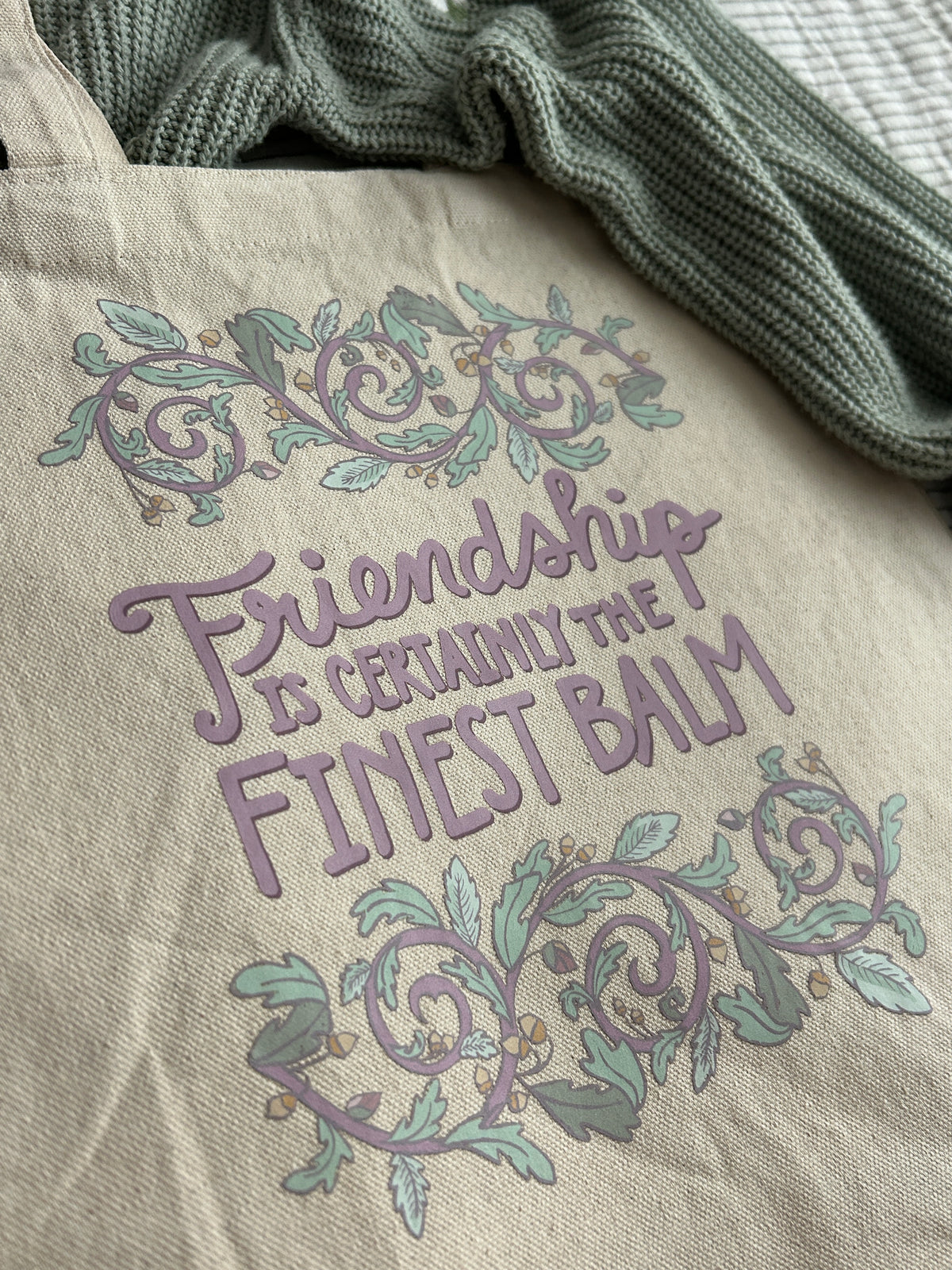 Jane Austen Canvas Tote / “Friendship is Certainly the Finest Balm” book bag