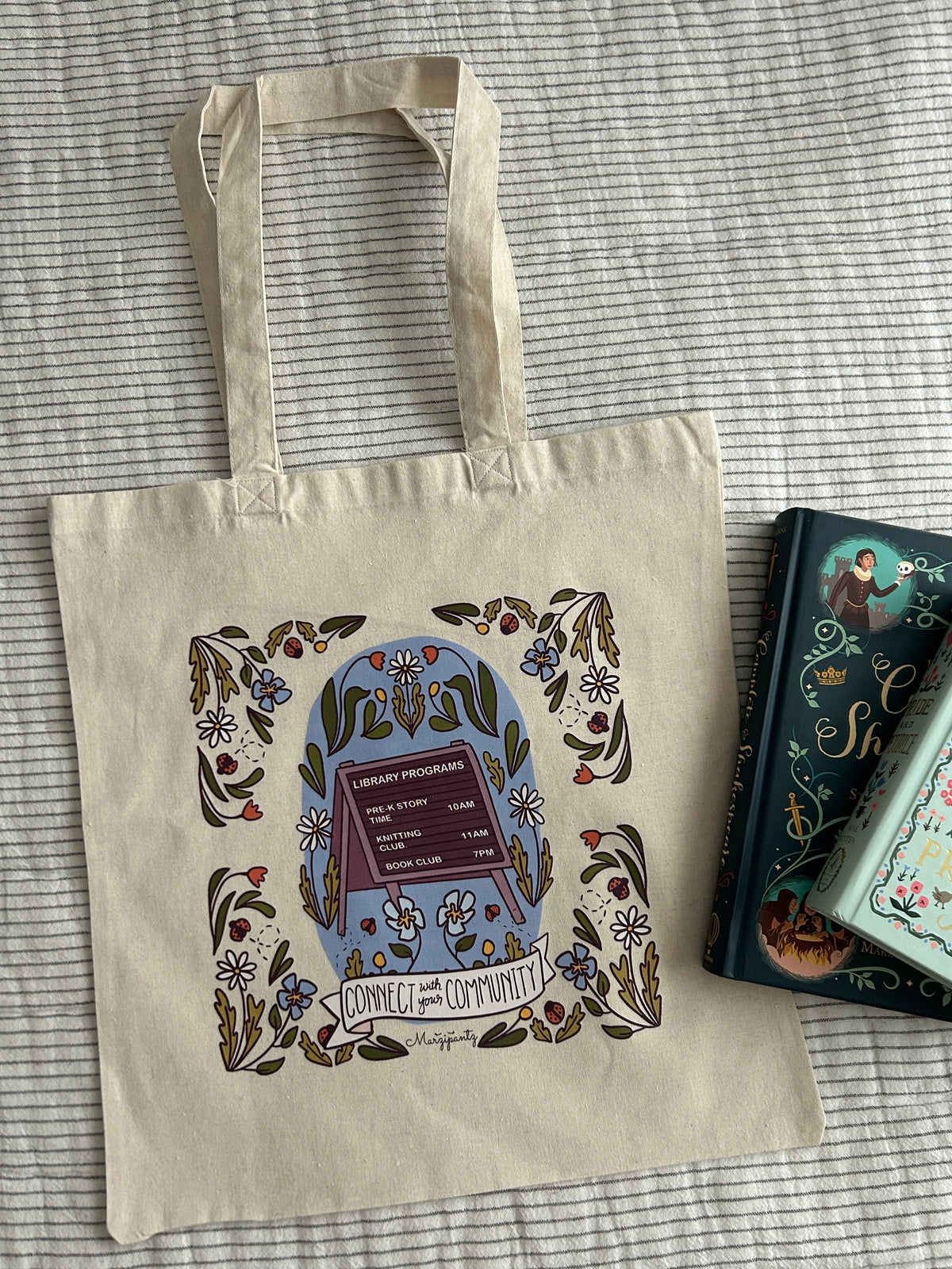 Connect with your Local Community / Library lover’s Canvas tote Bag / book bag