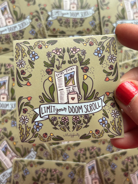 Limit Your Doom Scroll // Self Care Reminder Vinyl Sticker